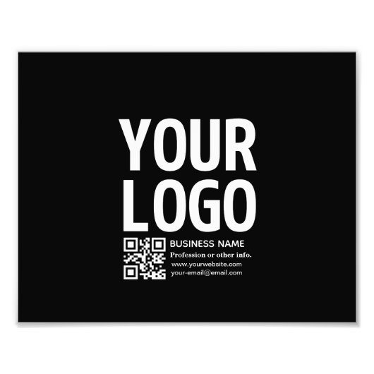 Uw logo met bewerkbare QR-code en tekst Foto Afdruk (Voorkant)