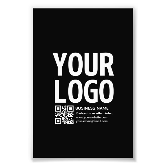 Uw logo met bewerkbare QR-code en tekst Foto Afdruk (Voorkant)
