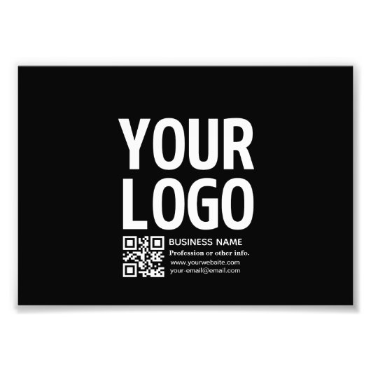 Uw logo met bewerkbare QR-code en tekst  Foto Afdruk (Voorkant)