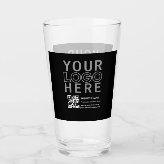 Uw logo met bewerkbare QR-code en tekst Glas (Voorkant)