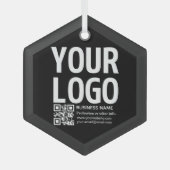 Uw logo met bewerkbare QR-code en tekst Glas Ornament (Voorkant)
