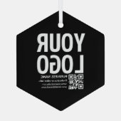 Uw logo met bewerkbare QR-code en tekst Glas Ornament (Achterkant)