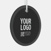 Uw logo met bewerkbare QR-code en tekst Glas Ornament (Voorkant Rechts)