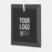 Uw logo met bewerkbare QR-code en tekst Glas Ornament (Voorkant links)