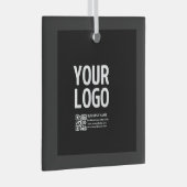 Uw logo met bewerkbare QR-code en tekst Glas Ornament (Voorkant Rechts)