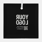 Uw logo met bewerkbare QR-code en tekst Glas Ornament (Achterkant)