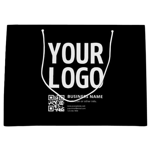 Uw logo met bewerkbare QR-code en tekst Groot Cadeauzakje (Voorkant)