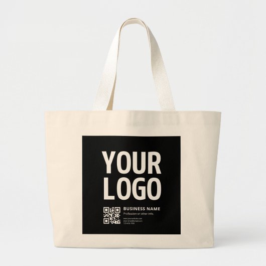 Uw logo met bewerkbare QR-code en tekst Grote Tote Bag (Voorkant)