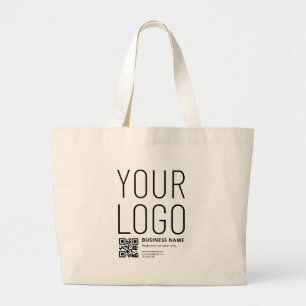 Uw logo met bewerkbare QR-code en tekst Grote Tote Bag