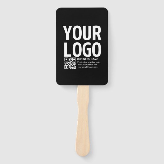 Uw logo met bewerkbare QR-code en tekst Handwaaier (Voorkant)