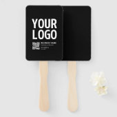 Uw logo met bewerkbare QR-code en tekst Handwaaier (Voorkant en achterkant)