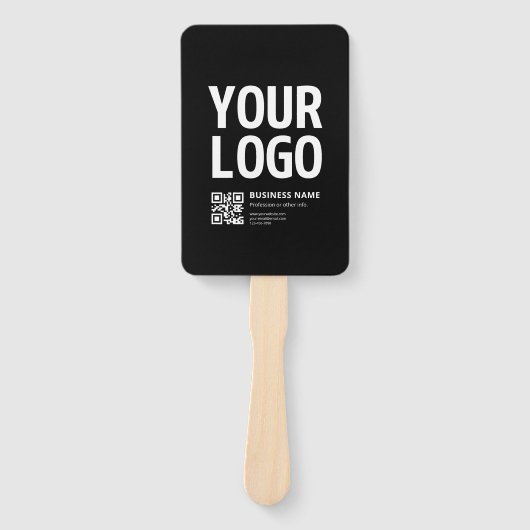 Uw logo met bewerkbare QR-code en tekst Handwaaier (Voorkant)