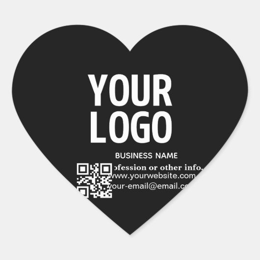 Uw logo met bewerkbare QR-code en tekst Hart Sticker (Voorkant)
