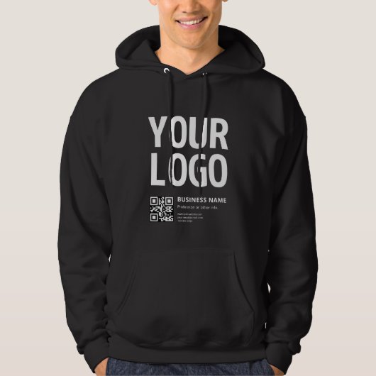 Uw logo met bewerkbare QR-code en tekst Hoodie (Voorkant)