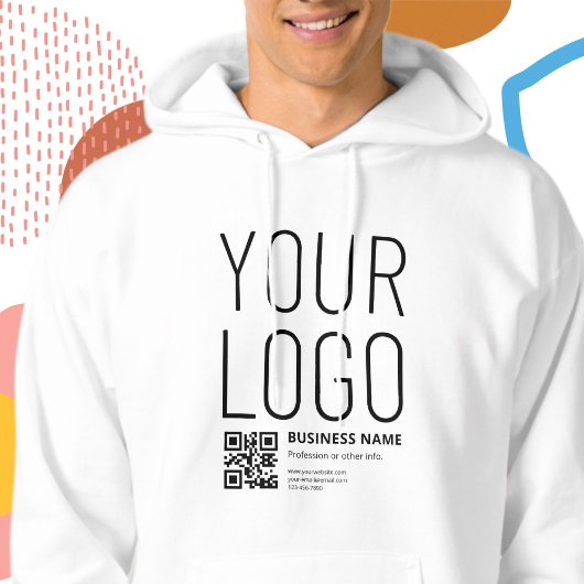 Uw logo met bewerkbare QR-code en tekst Hoodie