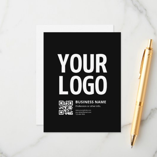 Uw logo met bewerkbare QR-code en tekst Informatiekaartje (Voorkant / Achterkant in situ)