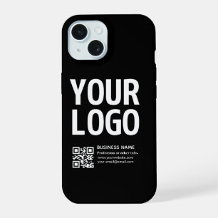 Uw logo met bewerkbare QR-code en tekst  iPhone 15 Case