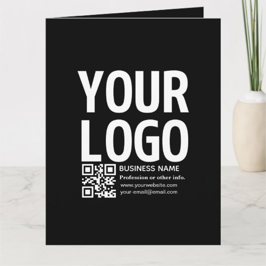 Uw logo met bewerkbare QR-code en tekst Kaart (Voorkant)