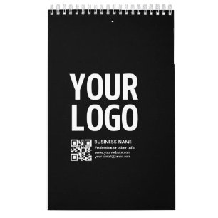 Uw logo met bewerkbare QR-code en tekst Kalender