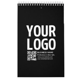 Uw logo met bewerkbare QR-code en tekst Kalender