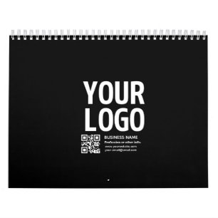 Uw logo met bewerkbare QR-code en tekst Kalender