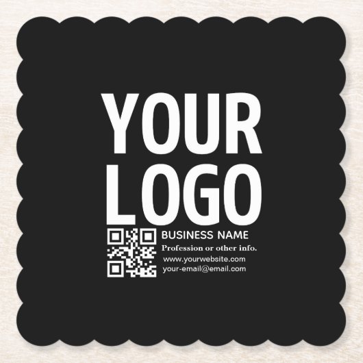 Uw logo met bewerkbare QR-code en tekst  Kartonnen Onderzetters (Voorkant)