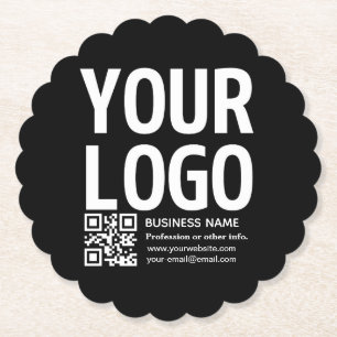 Uw logo met bewerkbare QR-code en tekst Kartonnen Onderzetters