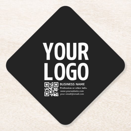 Uw logo met bewerkbare QR-code en tekst Kartonnen Onderzetters (Voorkant)