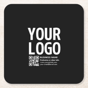 Uw logo met bewerkbare QR-code en tekst Kartonnen Onderzetters