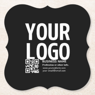 Uw logo met bewerkbare QR-code en tekst Kartonnen Onderzetters