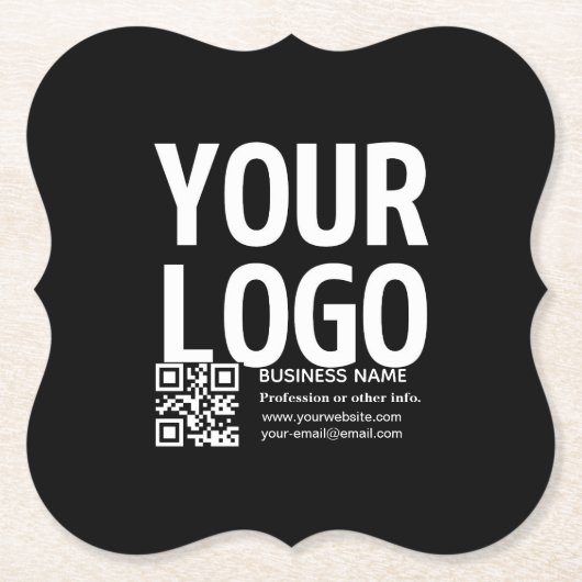 Uw logo met bewerkbare QR-code en tekst Kartonnen Onderzetters (Voorkant)