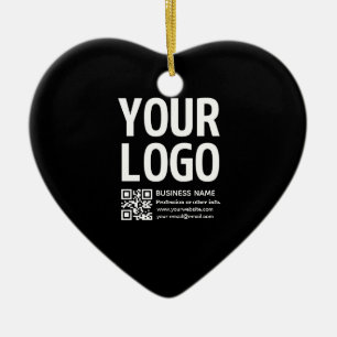 Uw logo met bewerkbare QR-code en tekst Keramisch Ornament