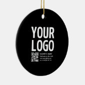 Uw logo met bewerkbare QR-code en tekst  Keramisch Ornament (Rechts)