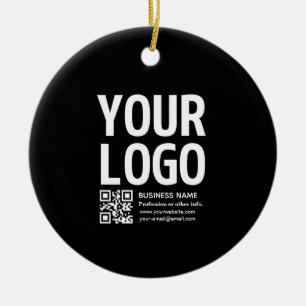 Uw logo met bewerkbare QR-code en tekst Keramisch Ornament