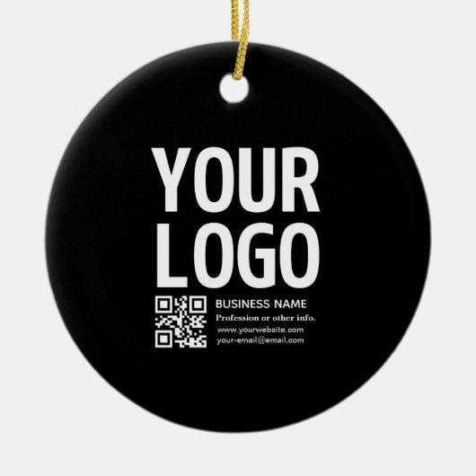 Uw logo met bewerkbare QR-code en tekst  Keramisch Ornament (Voorkant)