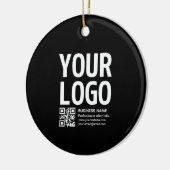 Uw logo met bewerkbare QR-code en tekst  Keramisch Ornament (Links)