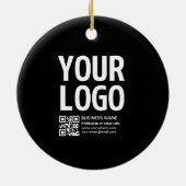 Uw logo met bewerkbare QR-code en tekst  Keramisch Ornament (Achterkant)