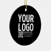 Uw logo met bewerkbare QR-code en tekst Keramisch Ornament (Rechts)