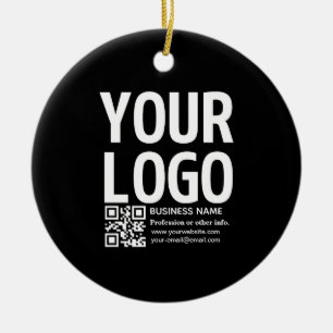 Uw logo met bewerkbare QR-code en tekst Keramisch Ornament
