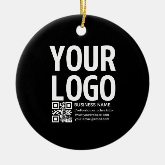 Uw logo met bewerkbare QR-code en tekst Keramisch Ornament (Voorkant)