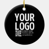 Uw logo met bewerkbare QR-code en tekst Keramisch Ornament (Achterkant)