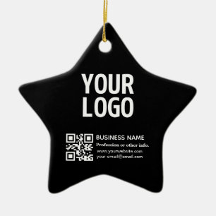Uw logo met bewerkbare QR-code en tekst Keramisch Ornament