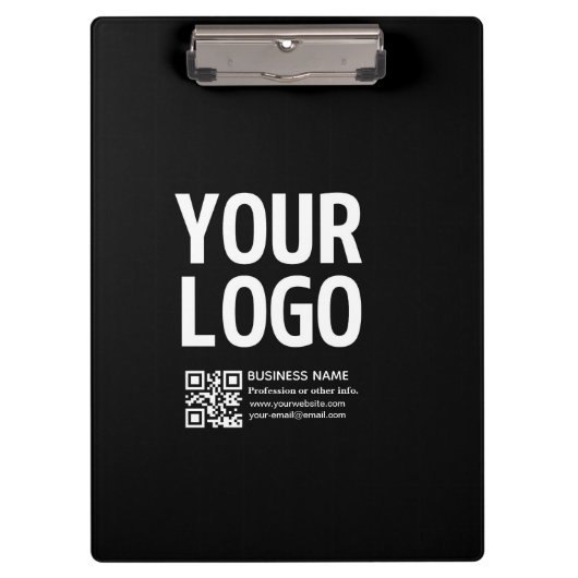 Uw logo met bewerkbare QR-code en tekst Klembord (Voorkant)