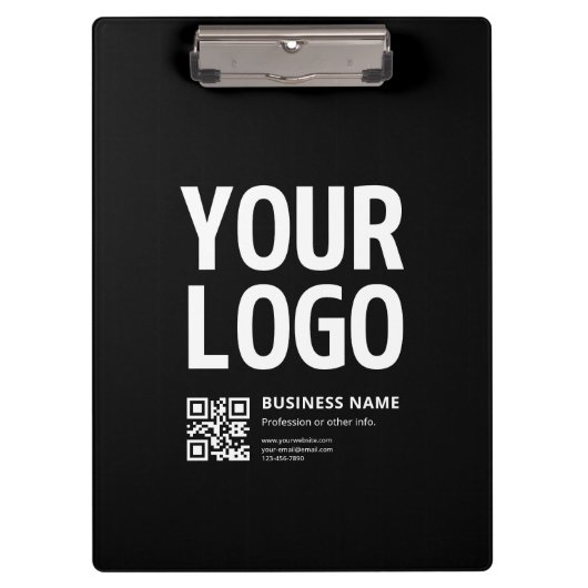 Uw logo met bewerkbare QR-code en tekst Klembord (Voorkant)