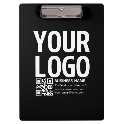 Uw logo met bewerkbare QR-code en tekst Klembord (Voorkant)