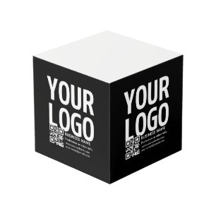 Uw logo met bewerkbare QR-code en tekst Kubus