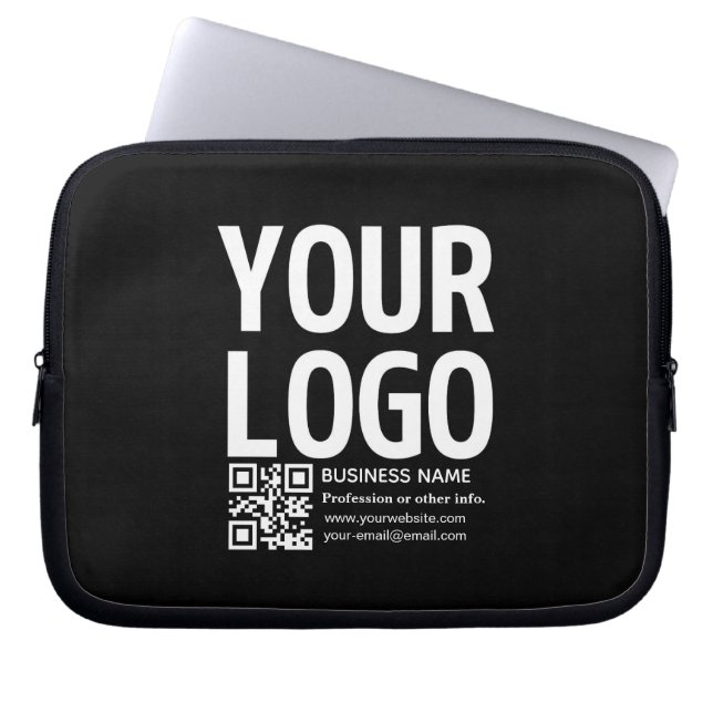 Uw logo met bewerkbare QR-code en tekst  Laptop Sleeve (Voorkant)