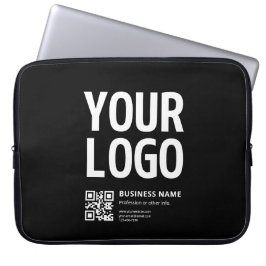 Uw logo met bewerkbare QR-code en tekst Laptop Sleeve