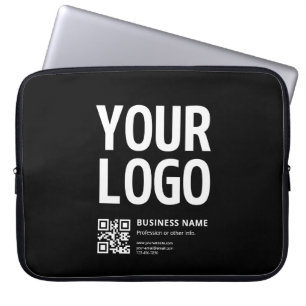Uw logo met bewerkbare QR-code en tekst Laptop Sleeve