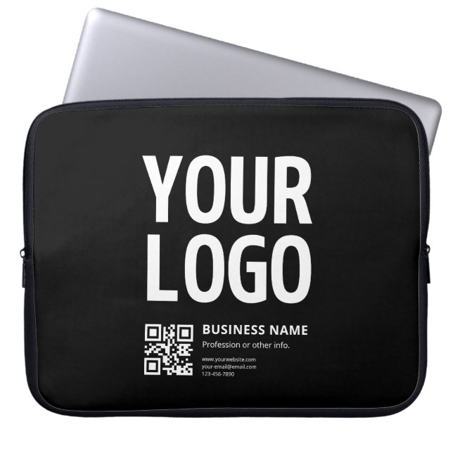Uw logo met bewerkbare QR-code en tekst Laptop Sleeve (Voorkant)